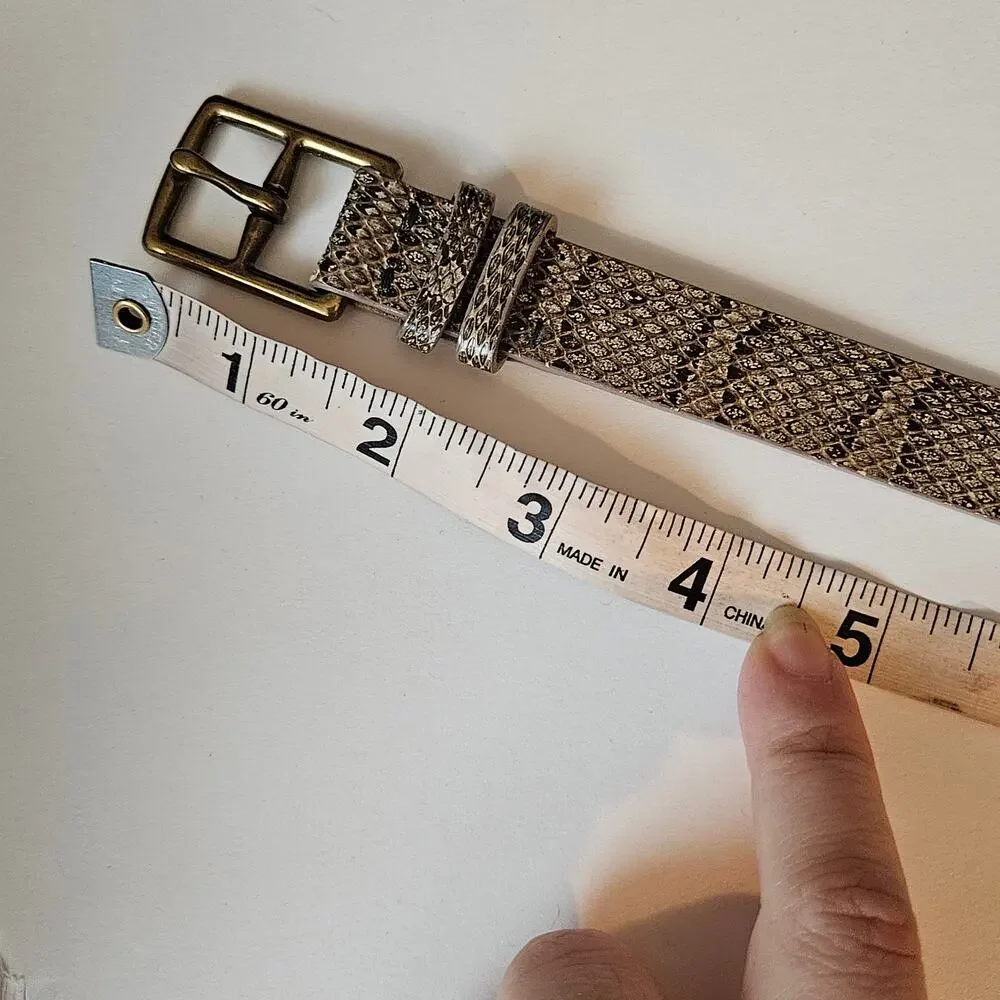 J Crew Tan Snake Embossed Leather Belt Women's Size Small Neutral Work Office